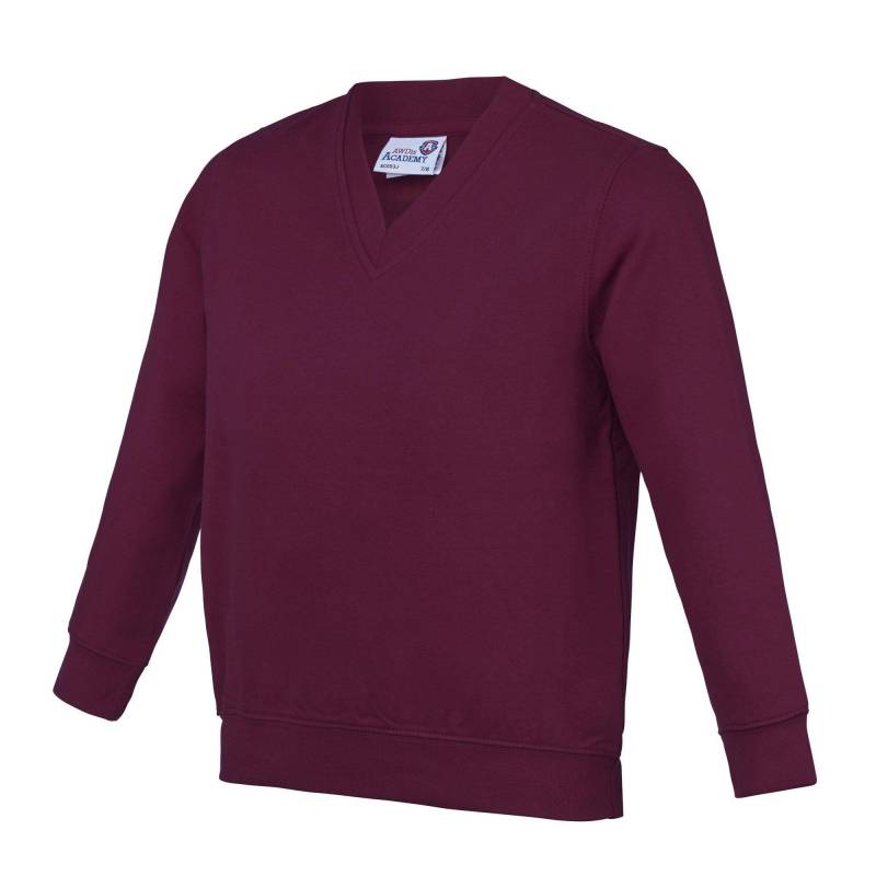 AWDis - Academy Pullover mit V-Ausschnitt (2er Pack), 128, Weinrot von AWDis