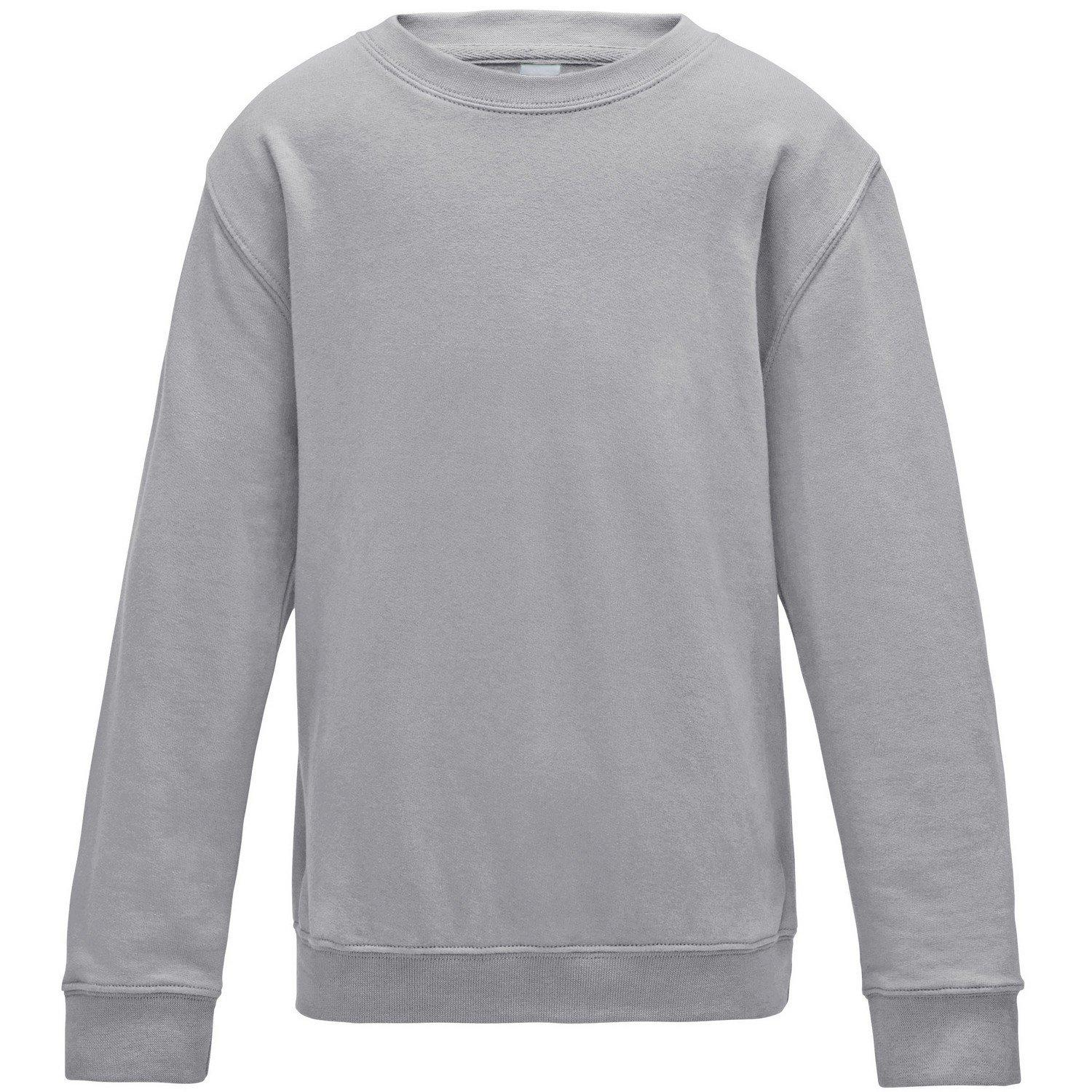 Just Hoods Plain Pullover Mit Rundhalsausschnitt Jungen Grau 146 von AWDis