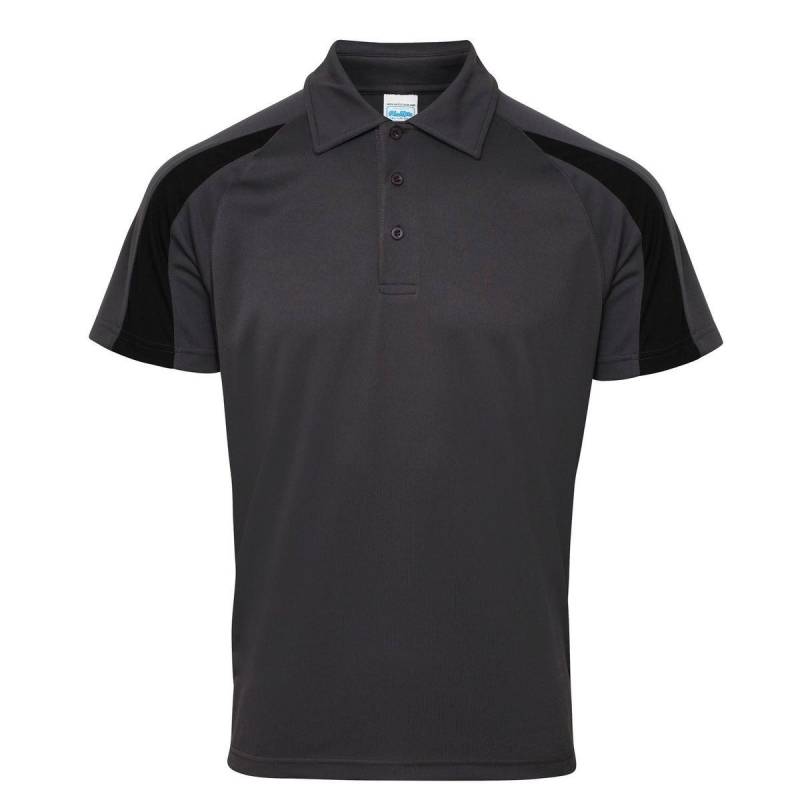 AWDis - Just Cool Kurzarm Polo Shirt mit Kontrast Panel, für Herren, Charcoal Black, Größe M von AWDis