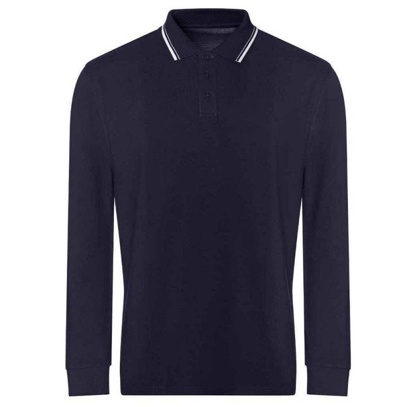 Poloshirt Mit Kontrastfarbenen Streifen Langärmlig Herren Marine XL von AWDis