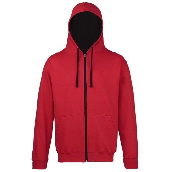 AWDis - Sweater Jacke mit Kapuze, für Herren, Rot Bunt, Größe L von AWDis