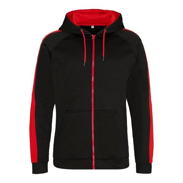 Just Hoods Kontrast Sport Polyester Kapuzenjacke Herren Schwarz M von AWDis