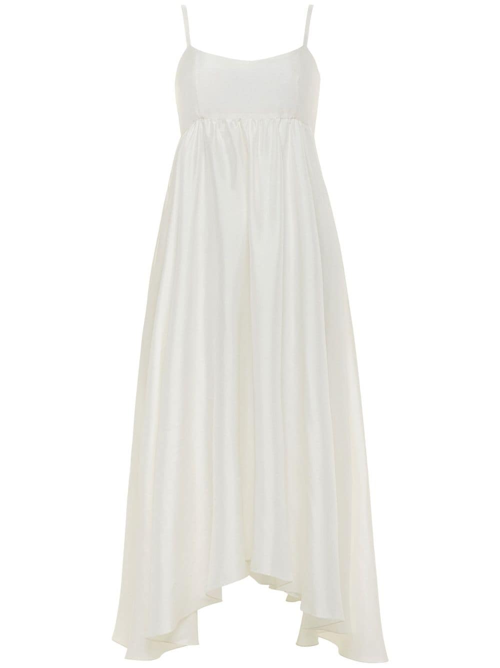 AZEEZA Rachel asymmetric silk midi dress - White von AZEEZA