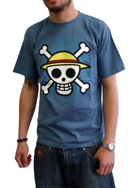 T-shirt - One Piece - Skull With Map Herren Blau L von Abystyle