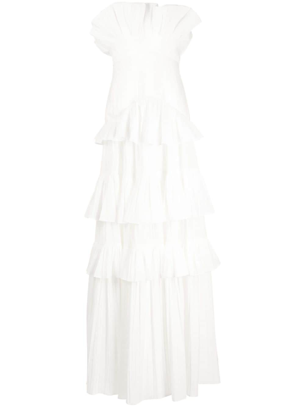 Acler Ascot ruffled strapless gown - White von Acler