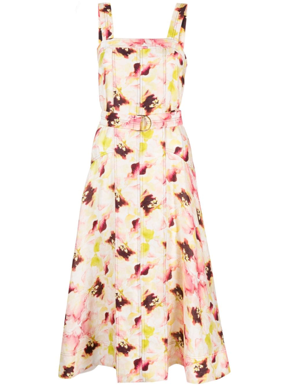 Acler Olmstead rose-print midi dress - White von Acler