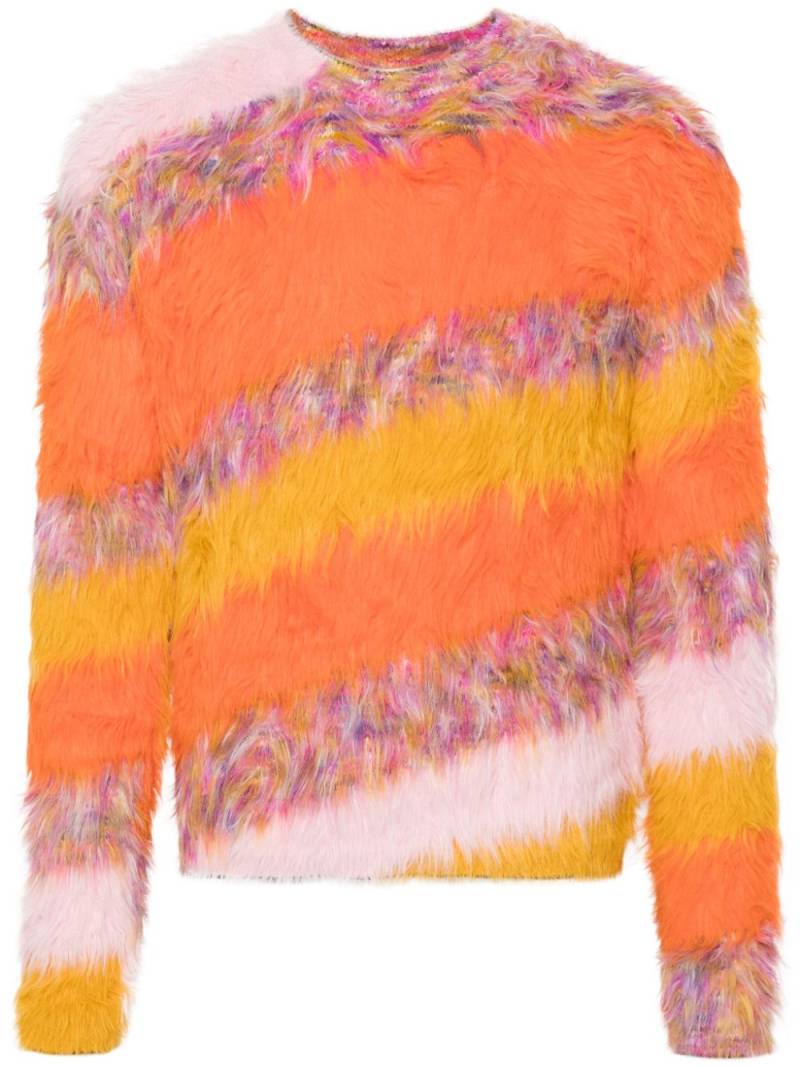 Acne Studios ACNE DIAGONAL STRIPES SWEATERS ORANGE / MULTI "ORANGE" - CH0-Pumpkin orange/multi von Acne Studios