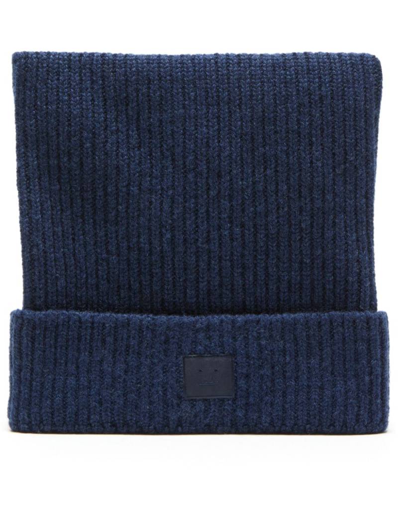 Acne Studios Face Logo square beanie - Blue von Acne Studios