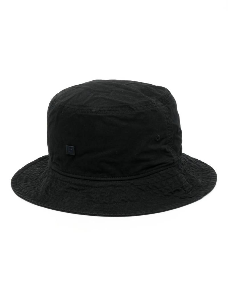 Acne Studios Face-embroidered cotton bucket hat - Black von Acne Studios