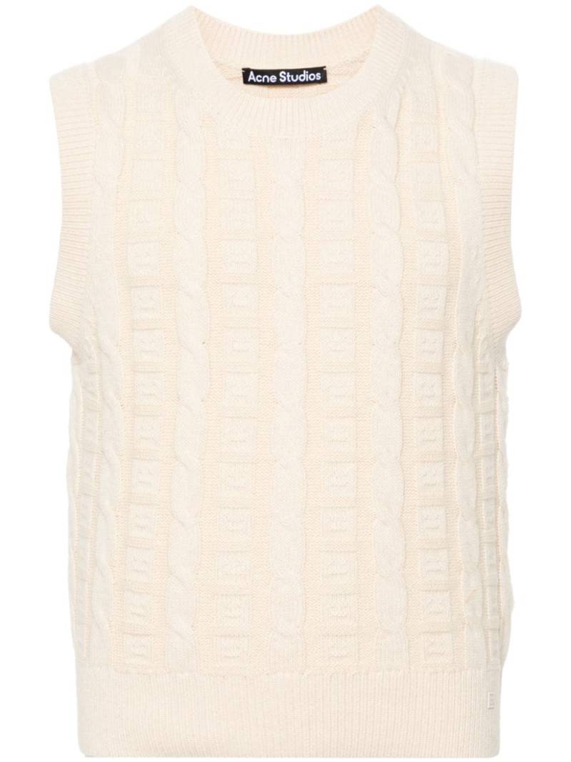 Acne Studios Face logo-appliqué cable-knit jumper - Neutrals von Acne Studios