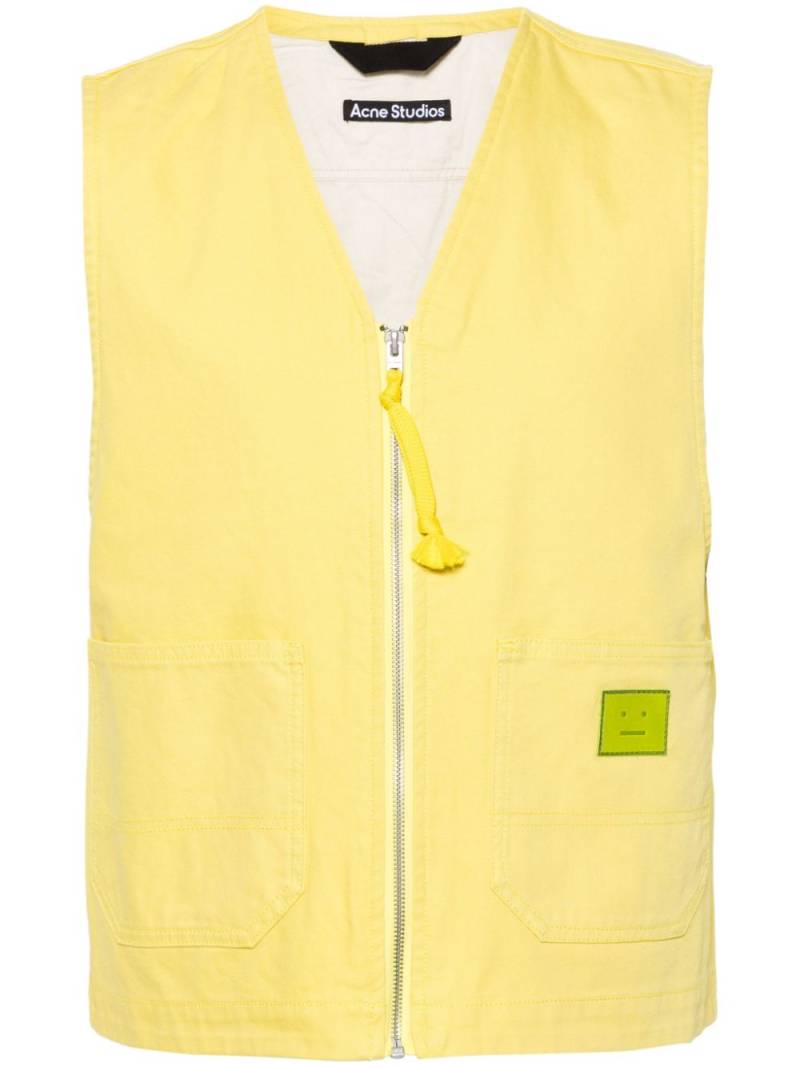 Acne Studios Face logo-appliqué cotton gilet - Yellow von Acne Studios