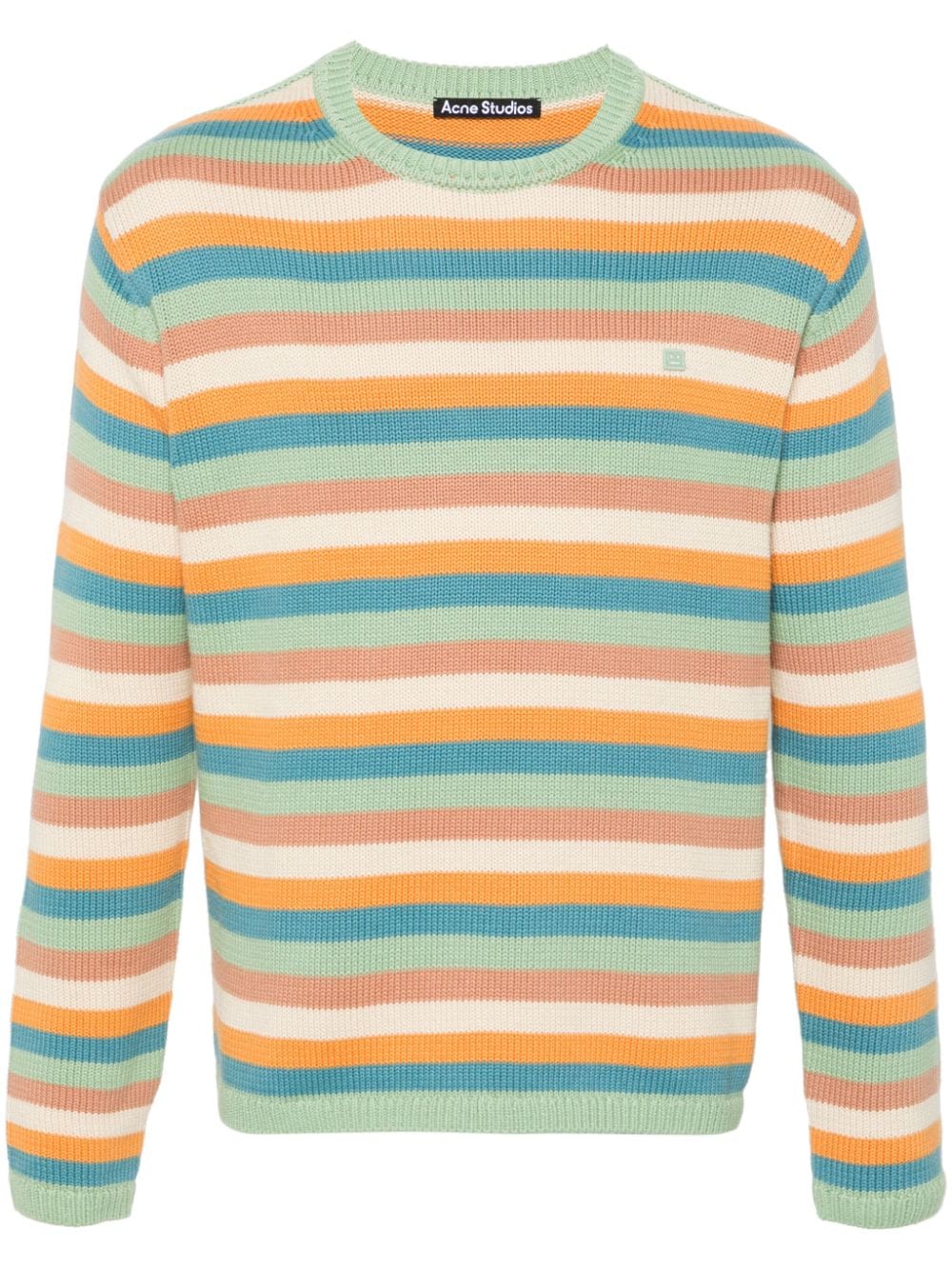 Acne Studios Face logo-appliqué striped jumper - Orange von Acne Studios