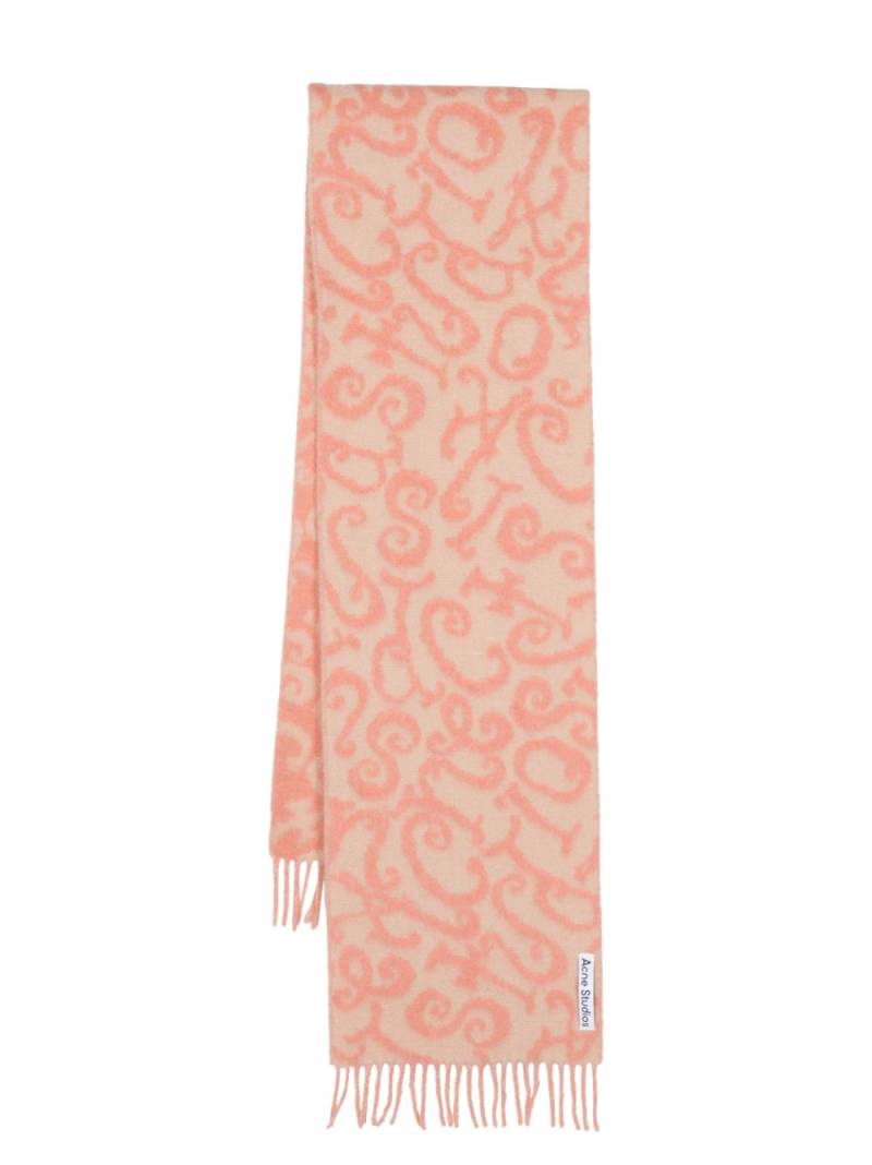 Acne Studios abstract-pattern fringed scarf - Pink von Acne Studios