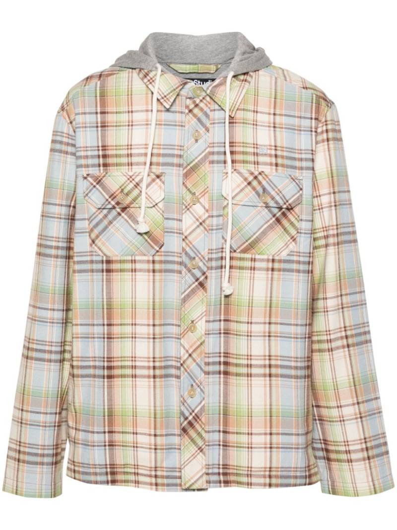 Acne Studios buttoned checked hoodie - Brown von Acne Studios