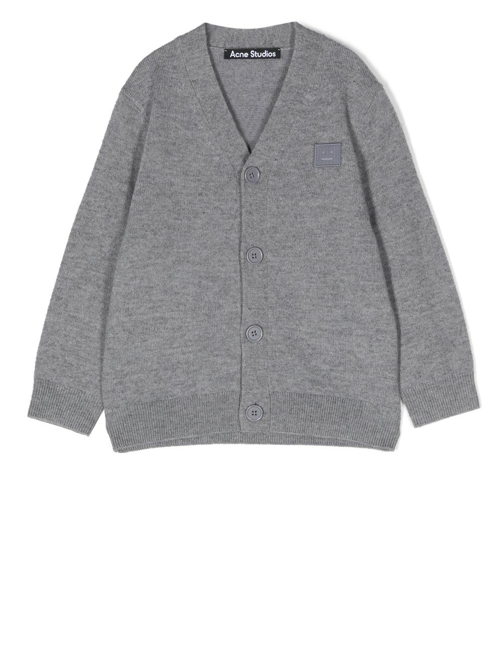 Acne Studios chest logo-patch knit cardigan - Grey von Acne Studios