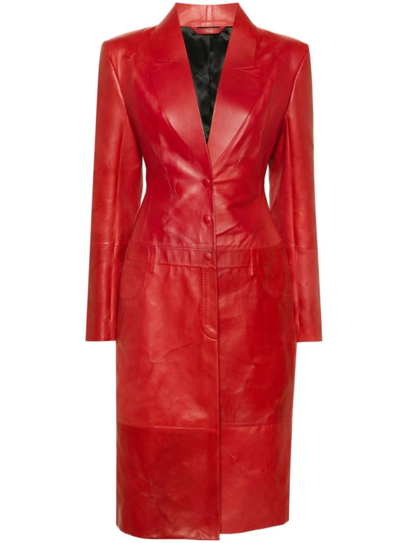 Acne Studios embossed-detail leather coat - Red von Acne Studios