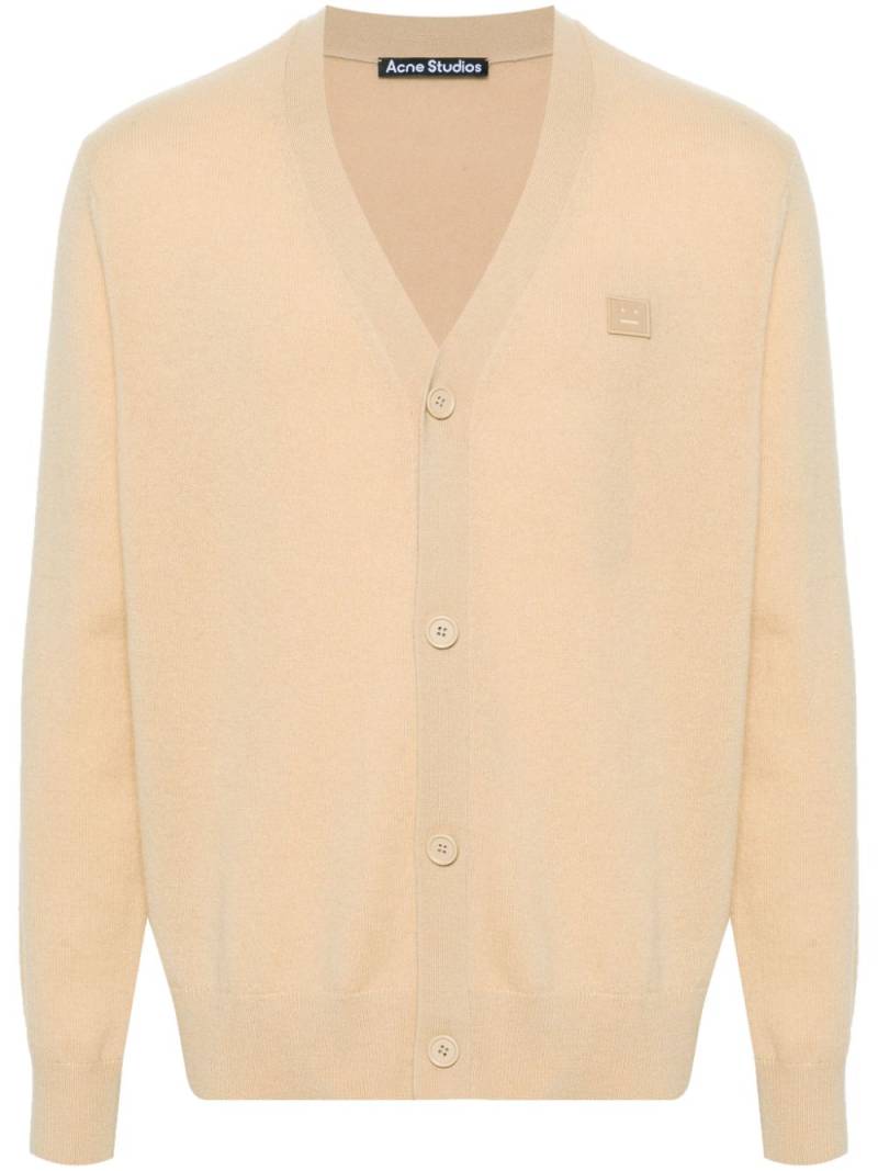 Acne Studios face logo-appliqué wool cardigan - Neutrals von Acne Studios