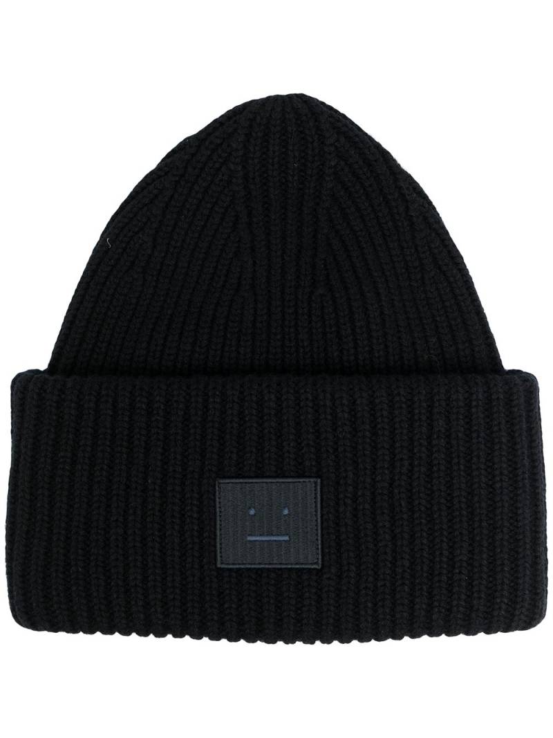 Acne Studios face-patch ribbed knit beanie - Black von Acne Studios