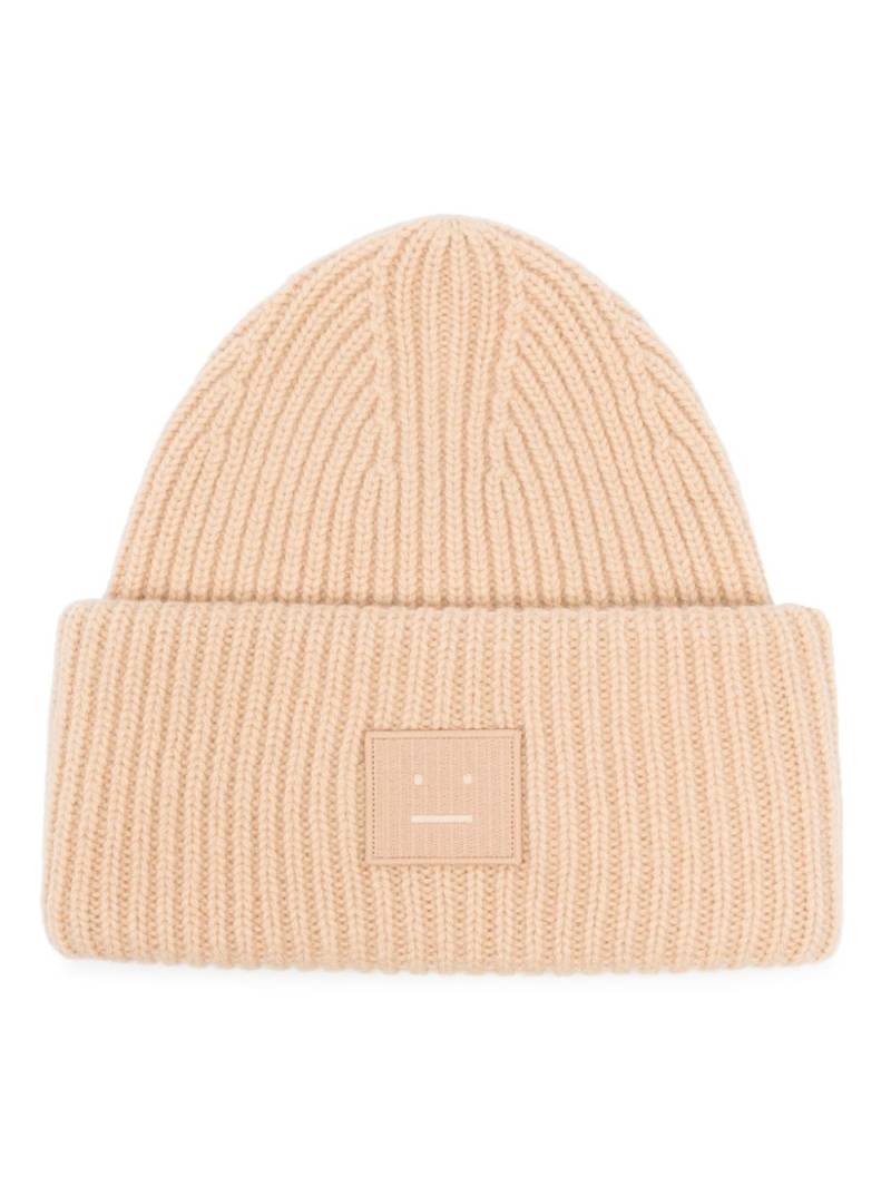 Acne Studios face-patch ribbed-knit beanie - Neutrals von Acne Studios