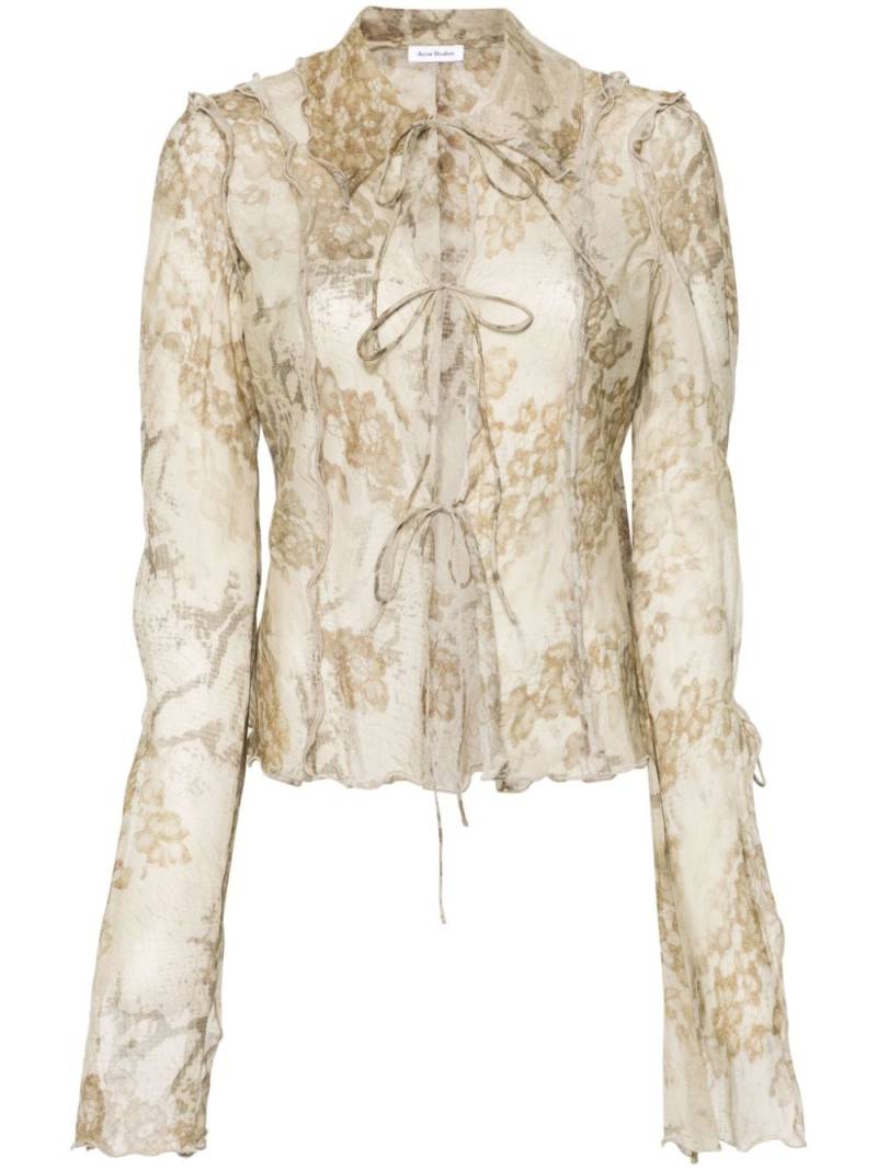 Acne Studios floral-print semi-sheer shirt - Neutrals von Acne Studios