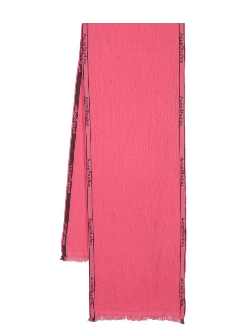 Acne Studios jacquard-logo seersucker scarf - Pink von Acne Studios