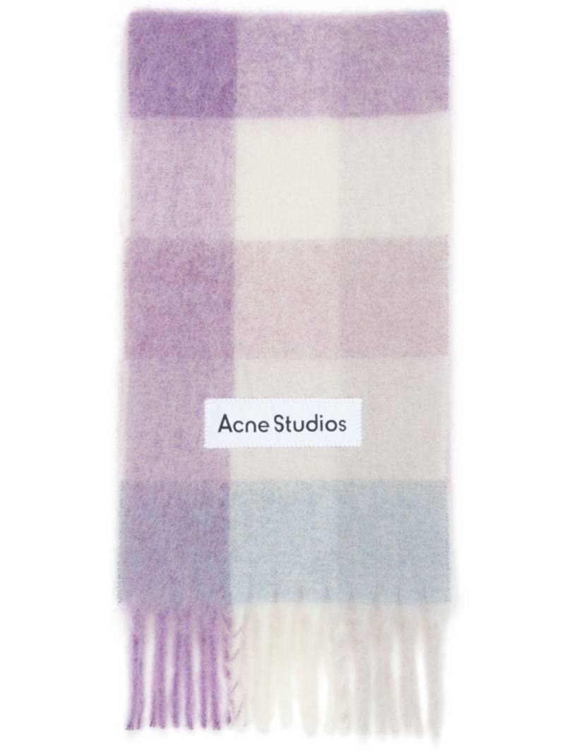 Acne Studios logo-appliqué checked scarf - Purple von Acne Studios