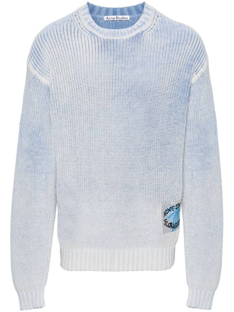 Acne Studios logo-appliqué mélange jumper - Blue von Acne Studios