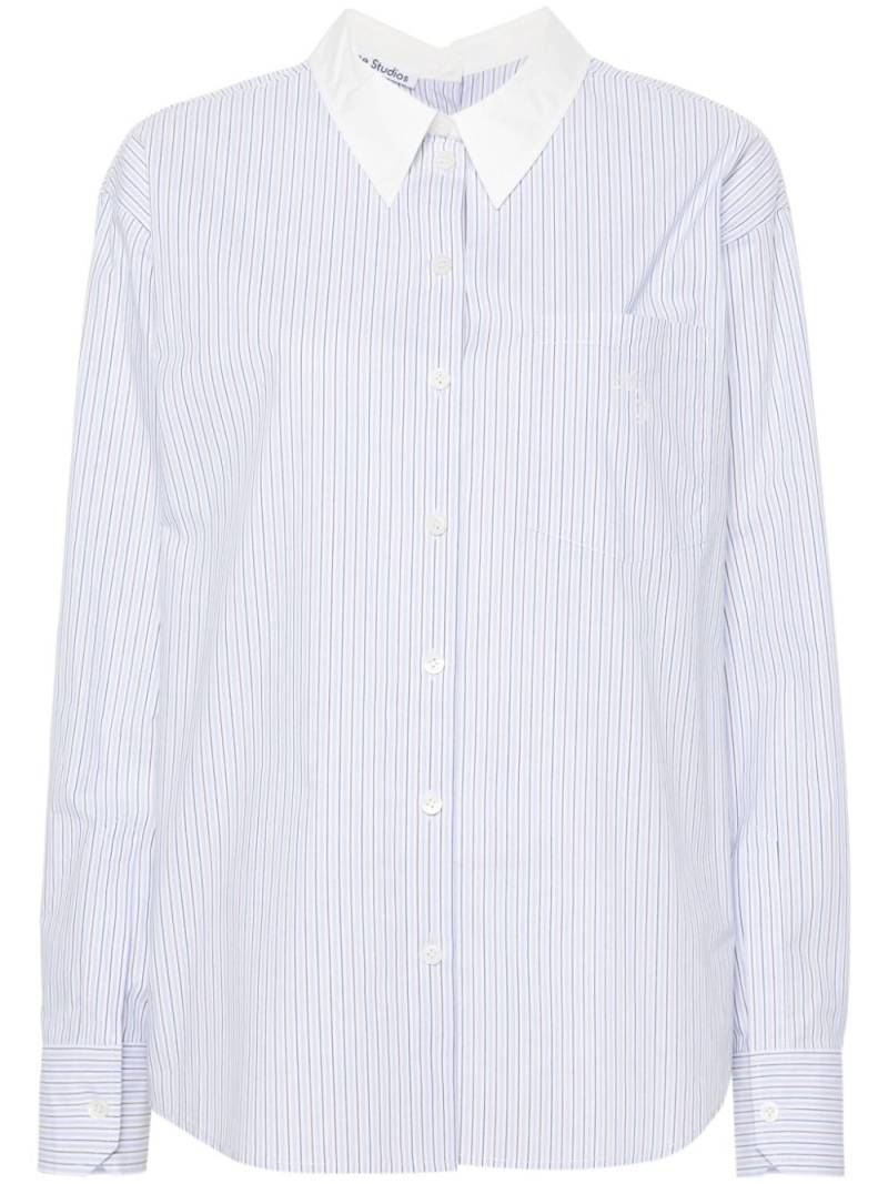 Acne Studios logo-embroidered striped button-up shirt - Blue von Acne Studios