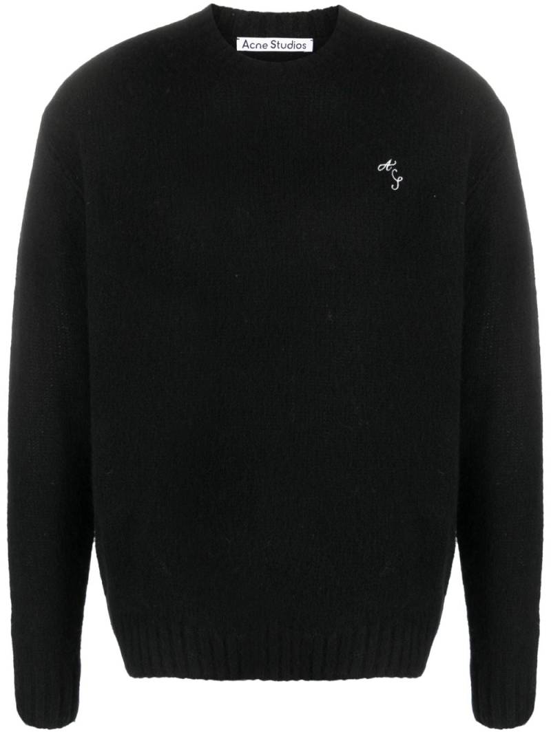 Acne Studios logo-embroidered wool jumper - Black von Acne Studios