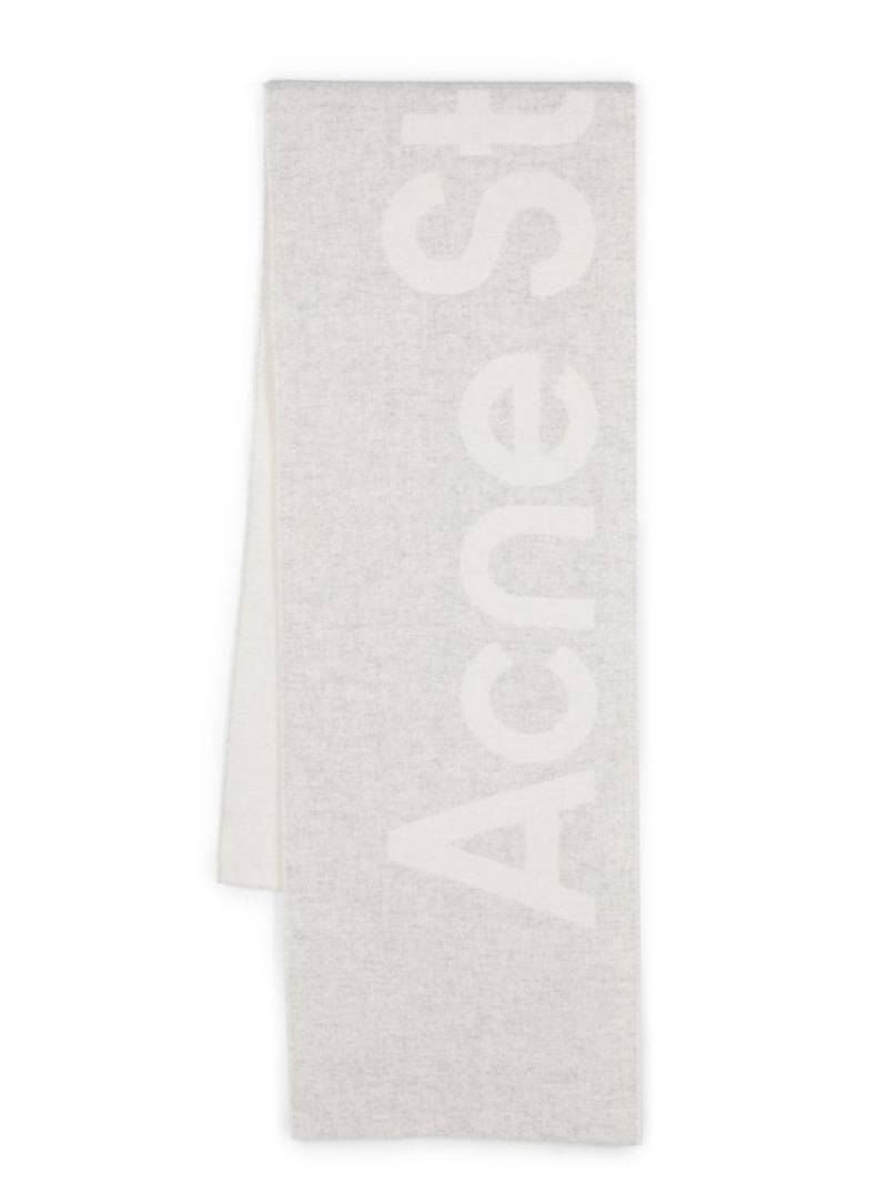 Acne Studios logo-jacquard brushed scarf - White von Acne Studios