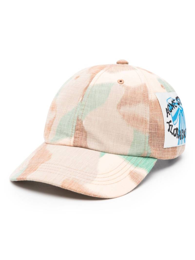 Acne Studios logo-patch camouflage-pattern hat - Orange von Acne Studios