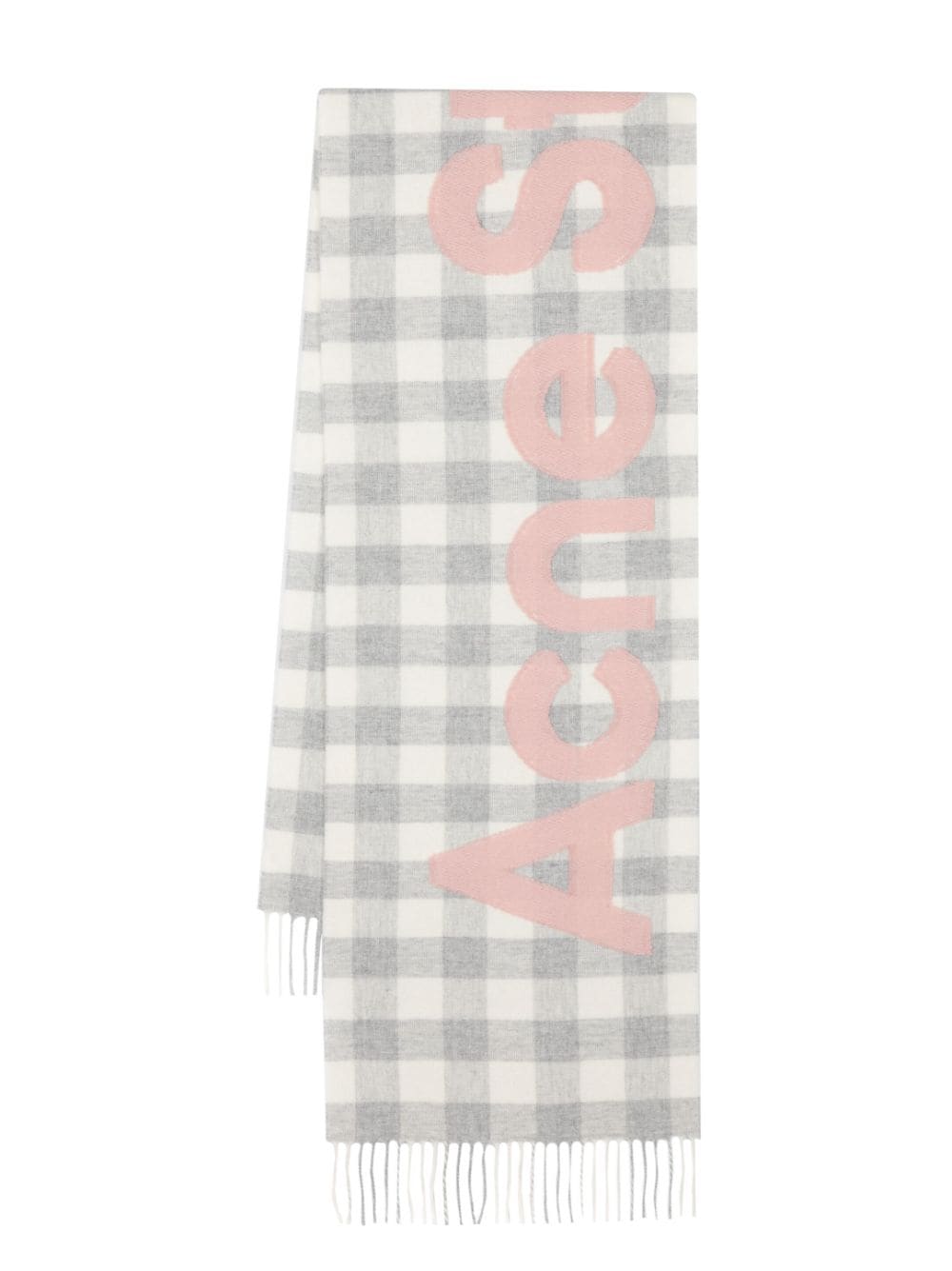 Acne Studios logo-patch checked wool scarf - Grey von Acne Studios