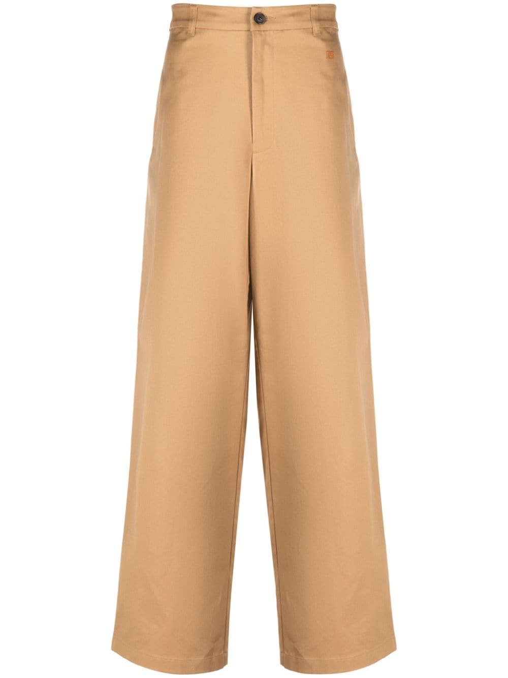 Acne Studios logo-patch cotton straight-leg trousers - Brown von Acne Studios