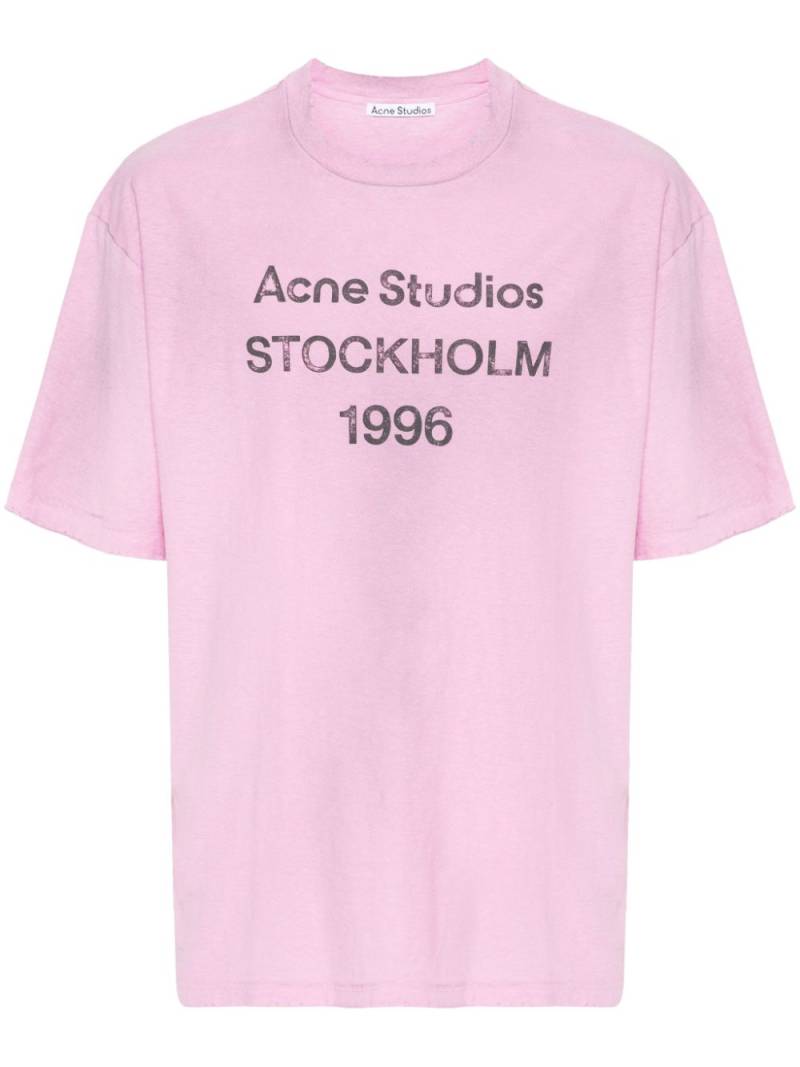 Acne Studios logo-print distressed T-shirt - Purple von Acne Studios