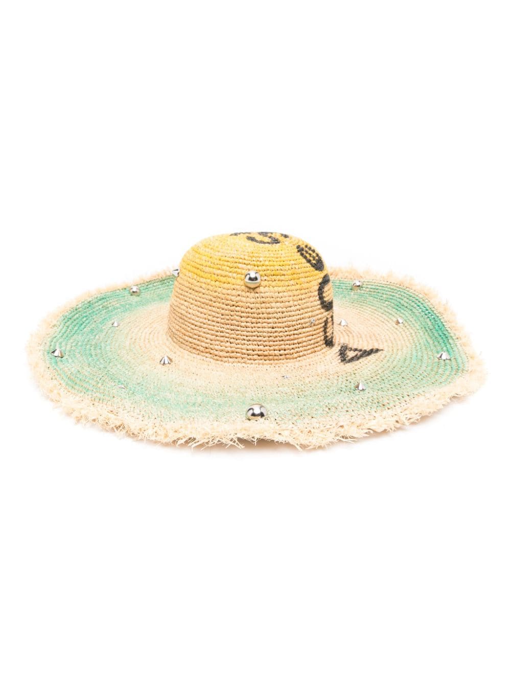 Acne Studios logo-print raffia hat - Neutrals von Acne Studios