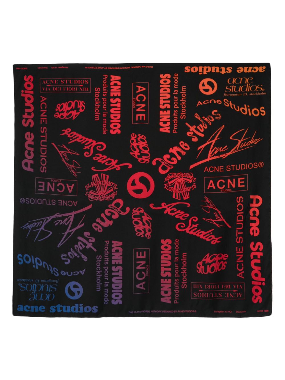 Acne Studios logo-print silk scarf - Black von Acne Studios