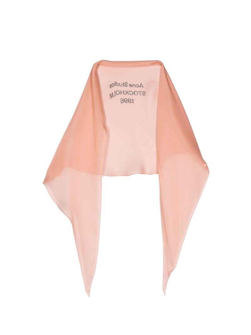 Acne Studios logo-print silk scarf - Pink von Acne Studios