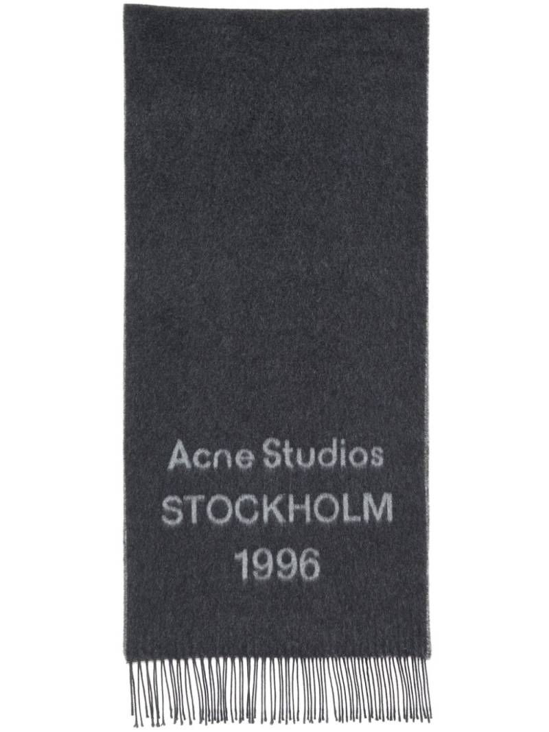 Acne Studios logo-print wool scarf - Black von Acne Studios