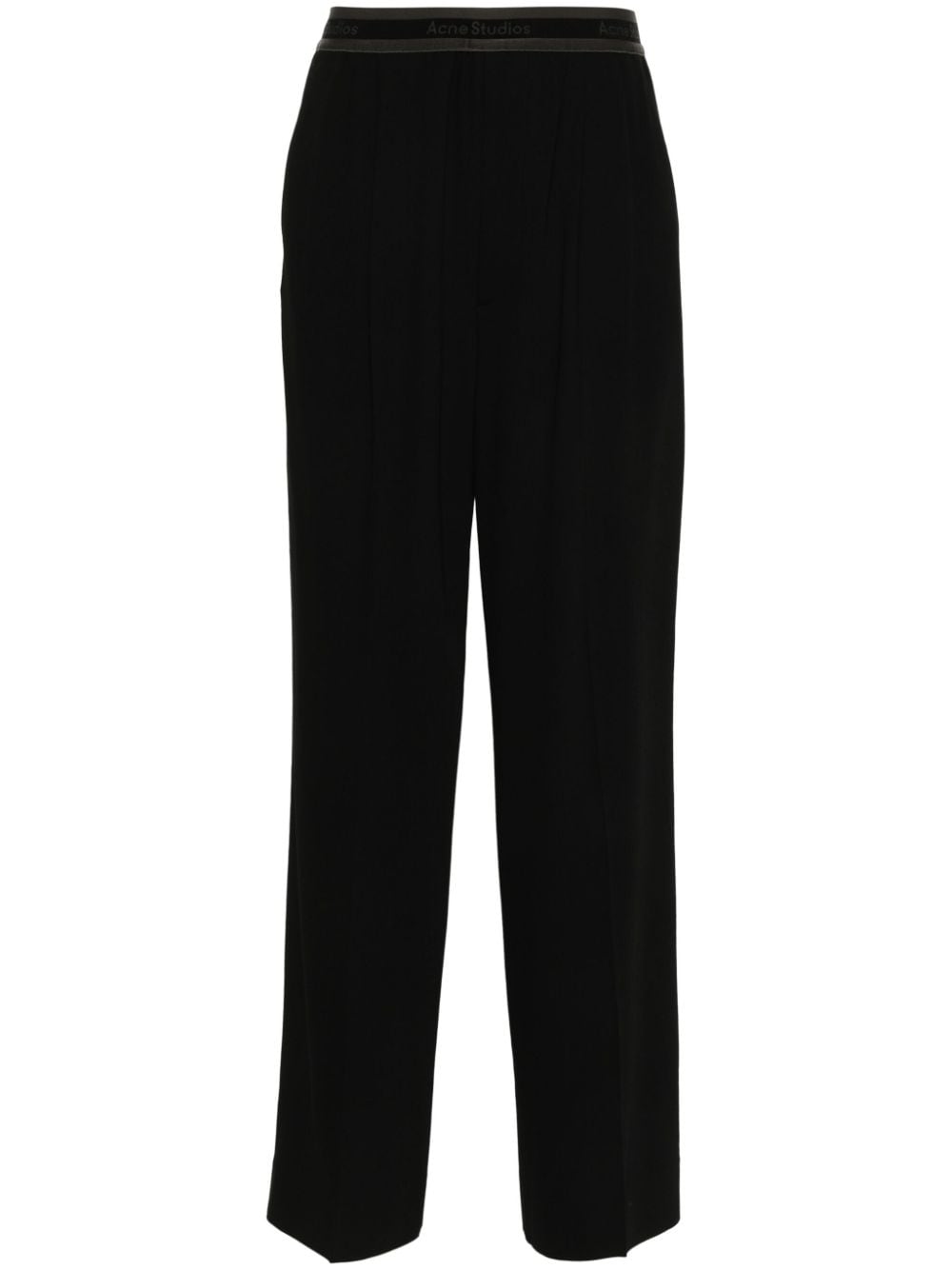 Acne Studios logo-waistband straight-leg trousers - Black von Acne Studios