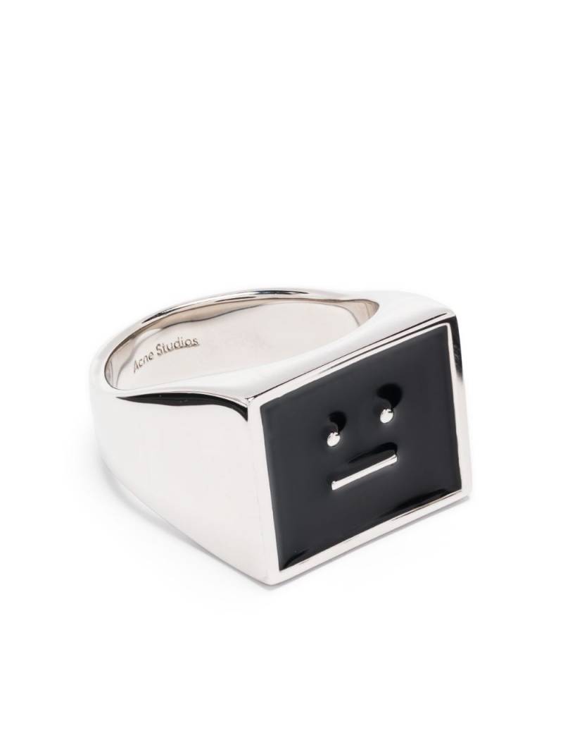 Acne Studios polished face-plaque ring - Silver von Acne Studios