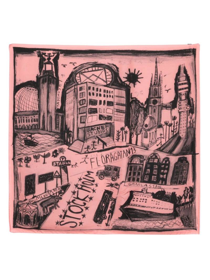 Acne Studios print silk scarf - Pink von Acne Studios