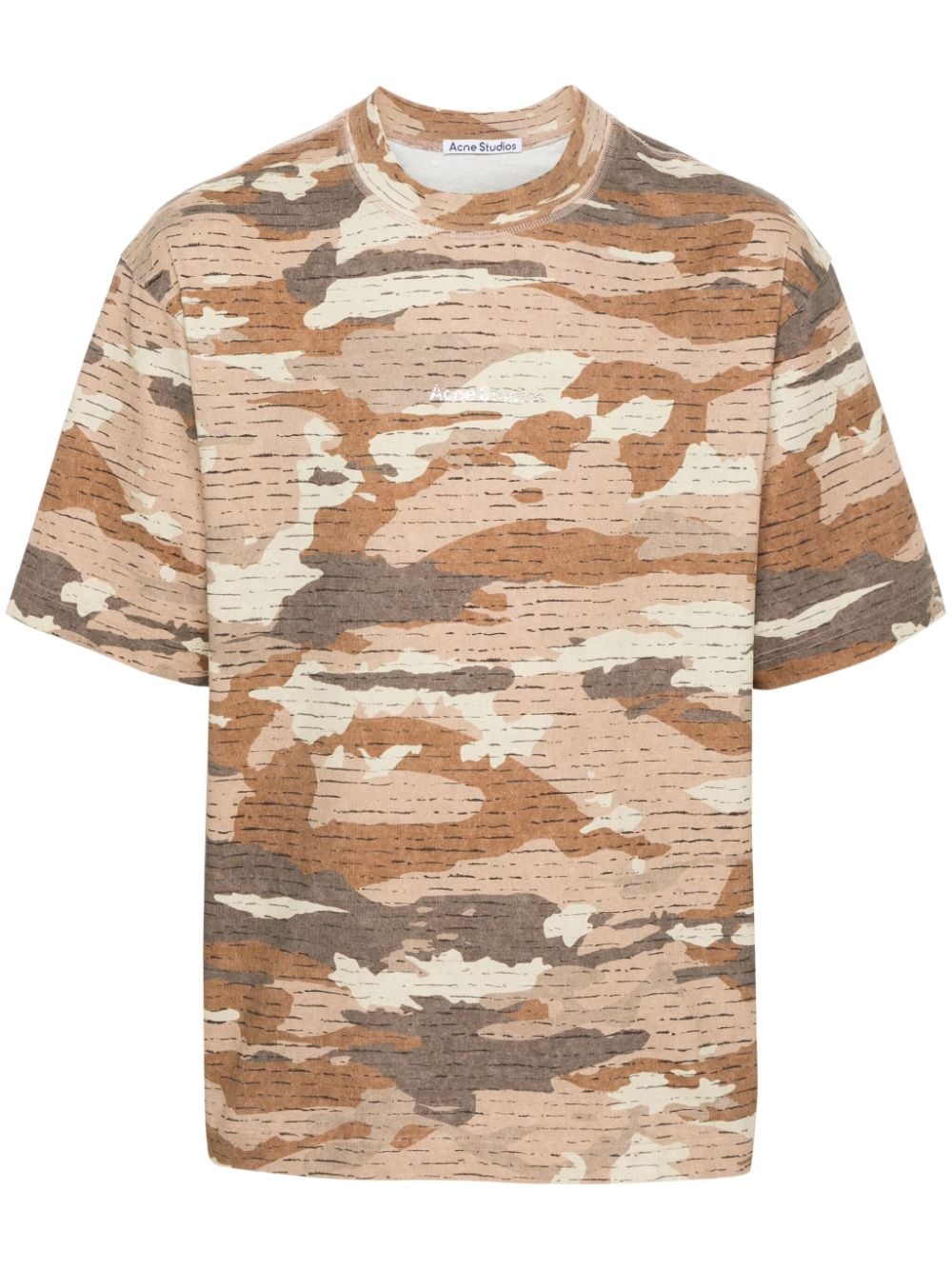 Acne Studios rhinestone-logo camouflage T-shirt - Brown von Acne Studios