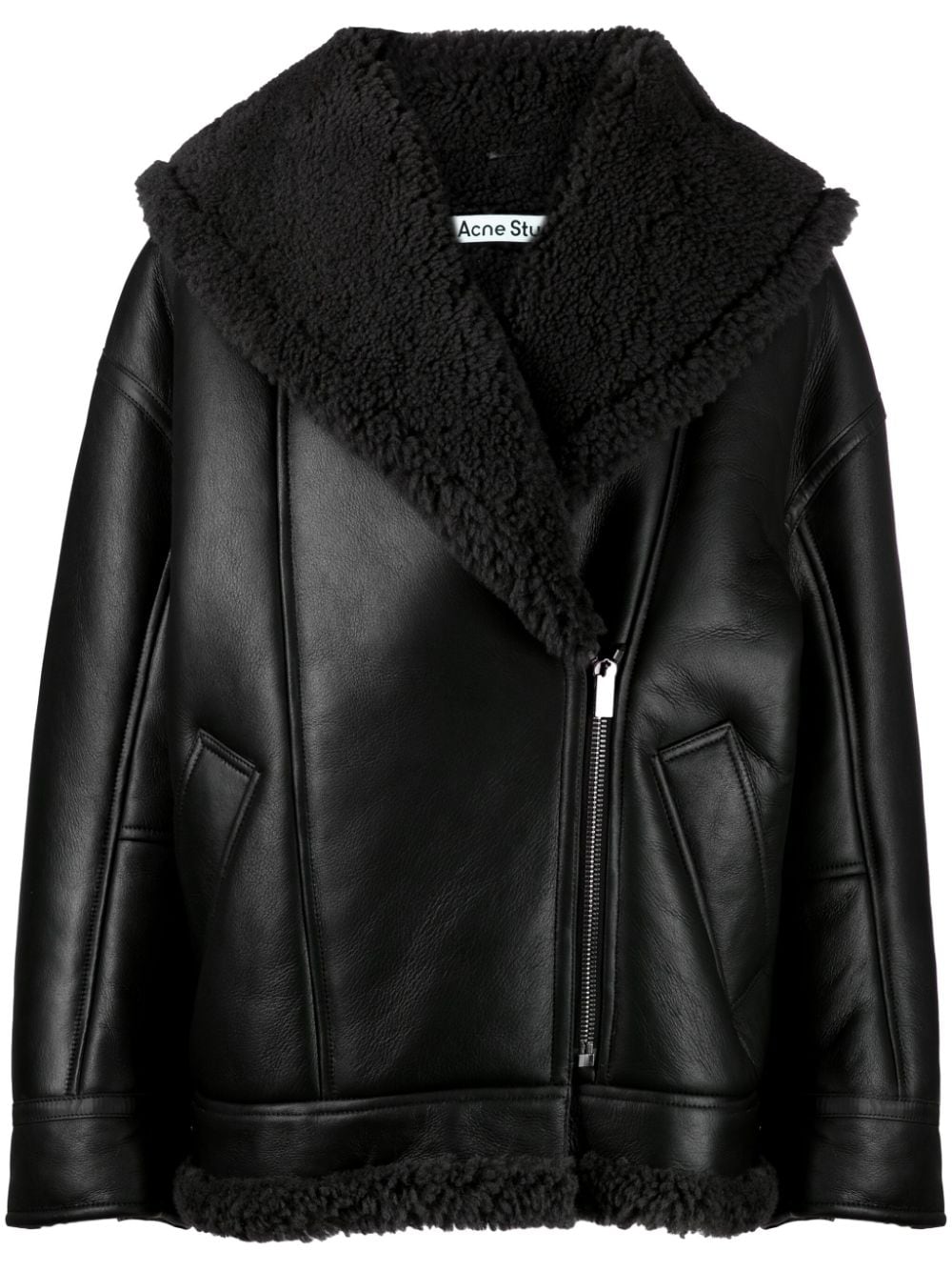 Acne Studios shearling-lined leather biker jacket - Black von Acne Studios