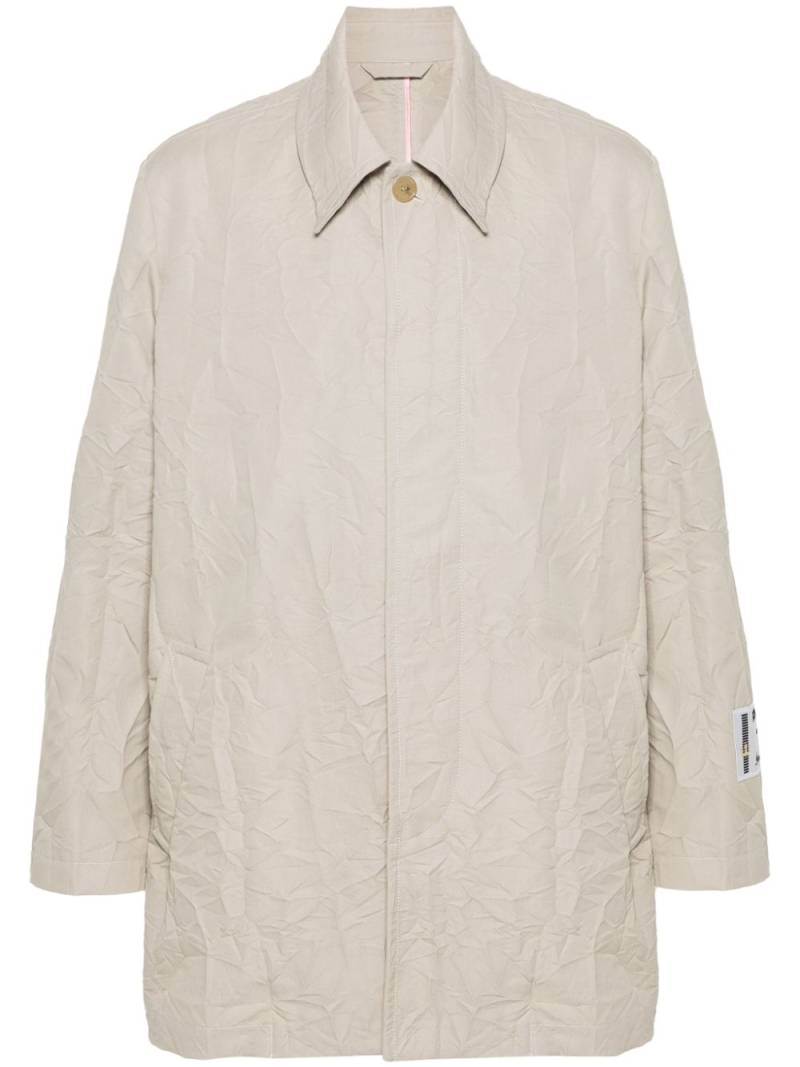 Acne Studios single-breasted crinkled coat - Neutrals von Acne Studios