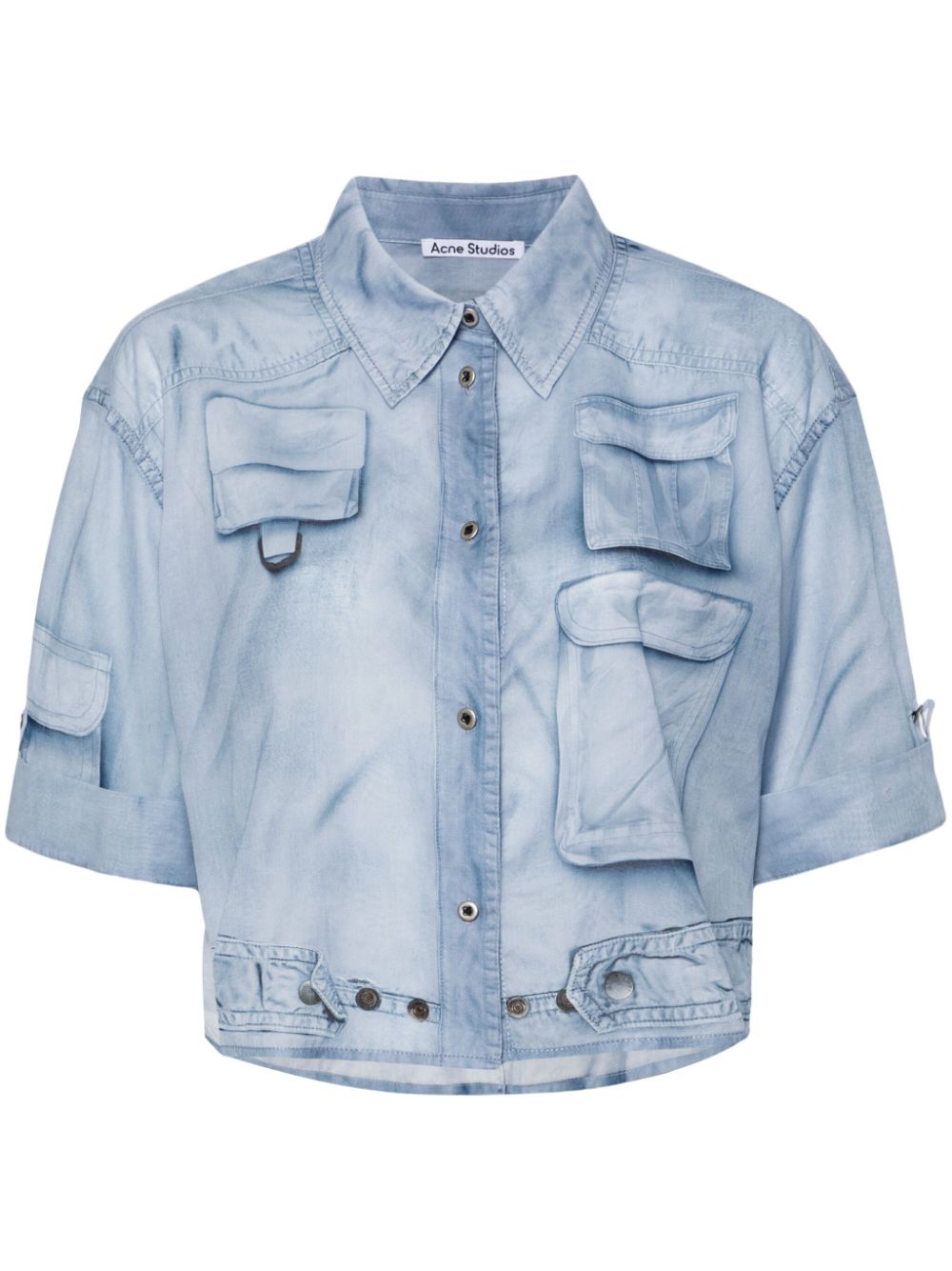 Acne Studios trompe l'oeil-print cotton shirt - Blue von Acne Studios