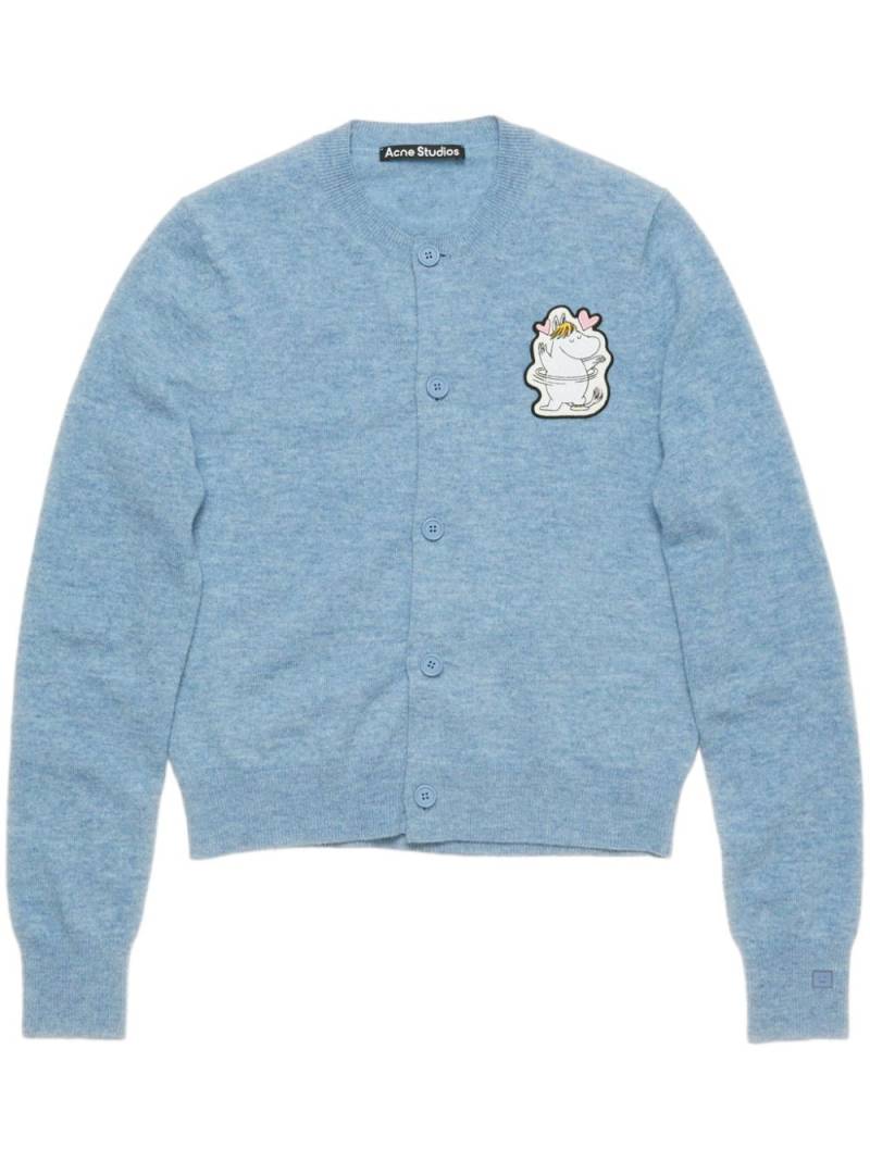 Acne Studios x Moomin logo-patch cardigan - Blue von Acne Studios