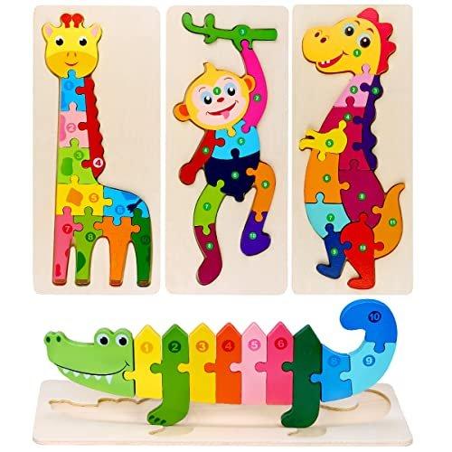 Holzpuzzle Holzspielzeug Für Kinder, Holzpuzzle Holzspielzeug, 4 Stück Tiere Lernspielzeug Unisex Multicolor ONE SIZE von Activity-board