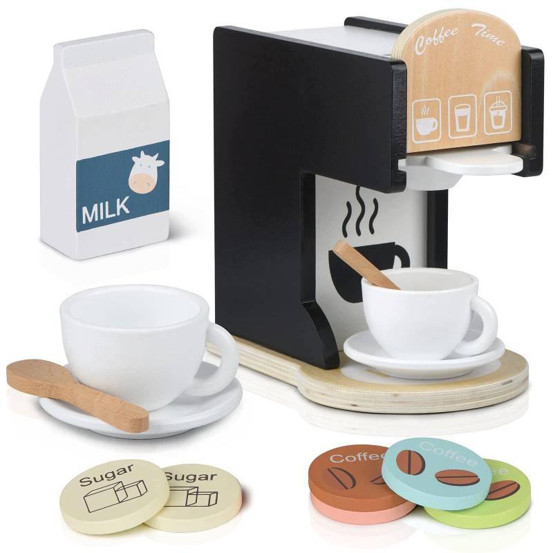 Kaffeemaschine Spielzeug Espressomaschine Kleinkind Spielzeug Küche Sets Unisex Schwarz von Activity-board