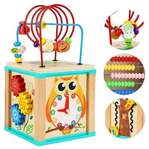 Activity-board - Motor Activity Cube Perlen Labyrinth Holzspielzeug für Babys Holz Loop-5, One Size, Multicolor von Activity-board