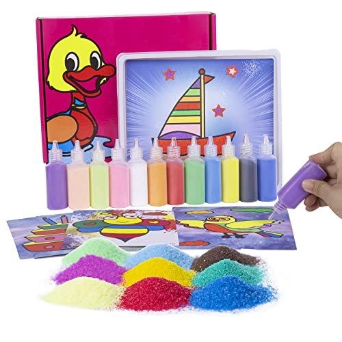 Sand Malerei Karten Kunst Kinder Färbung Diy Papier Handwerk Kit Mit 12 Flaschen Färben Sand Für Unisex Multicolor ONE SIZE von Activity-board